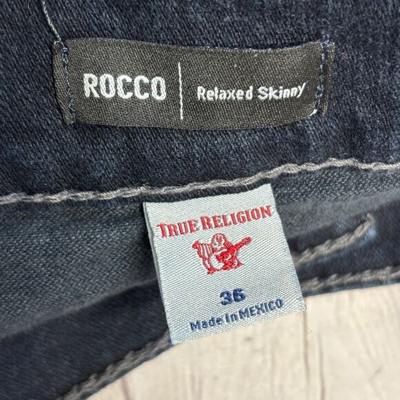 True Religion Men Rocco Relaxed Skinny Jeans Size 36 36x33 Blue Denim C068 -24 - Picture 11 of 16